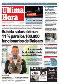 SUBIDA SALARIAL DE UN 11 % PARA LOS 100.000 FUNCIONARIOS DE BALEARS
